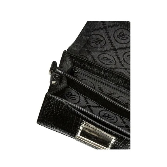 BRIGHTON El Paso LEON Leopard Black Leather Cross Body Bag Handbag - Picture 7 of 8